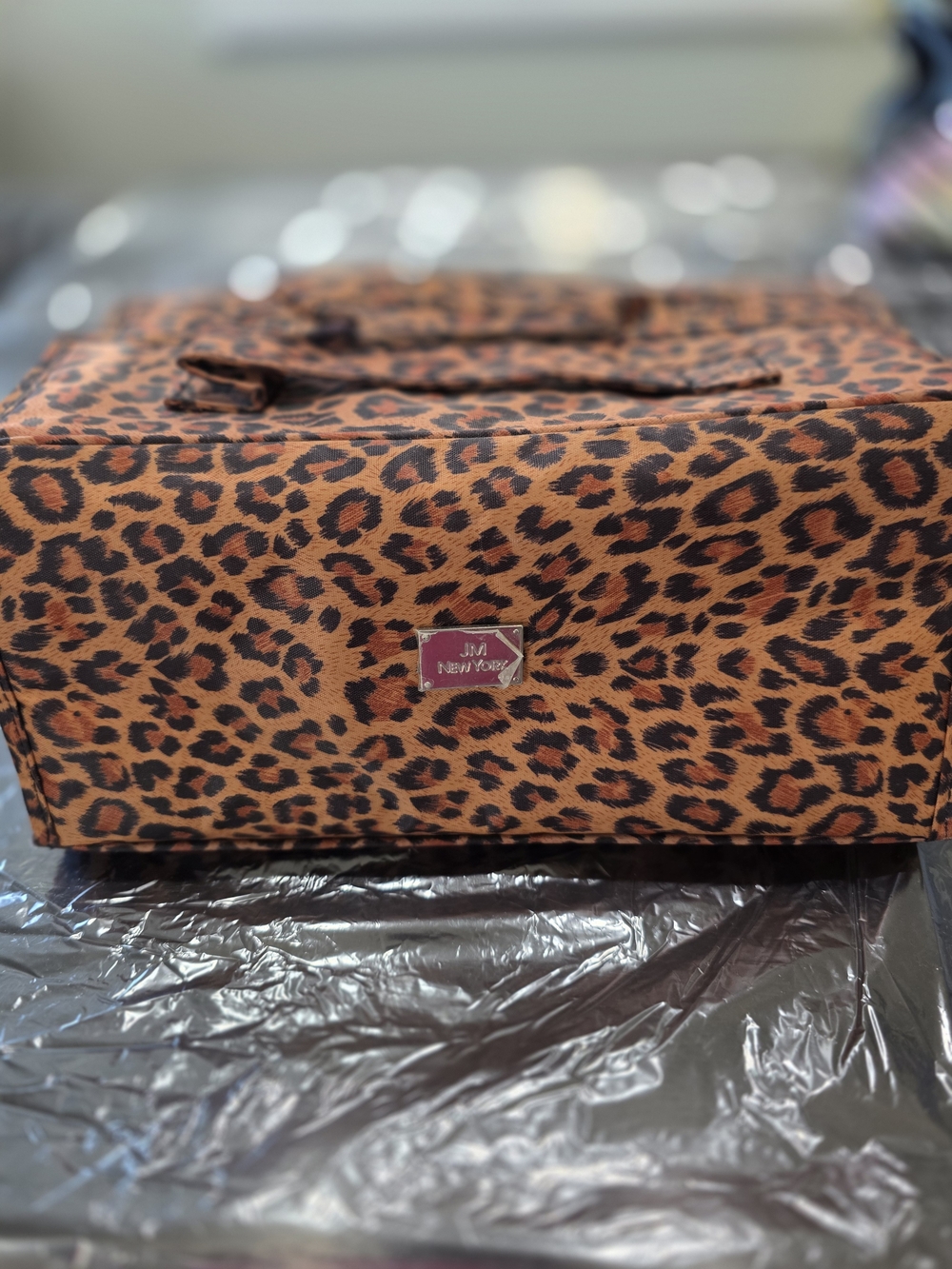 Leopard Print Train Case with JM New York Logo
